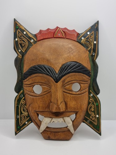 Wooden asian mask - wooden, handmade
