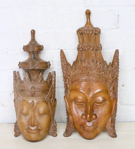 Pair early vintage hand carved - pair,