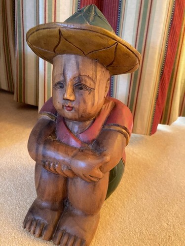 Thai carving solid wood boy - solid,