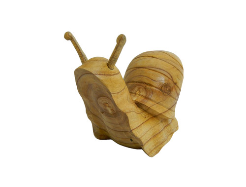 Hand carved wooden snail - hand,