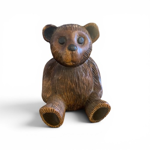 Hand carved wooden teddy bear - carved,