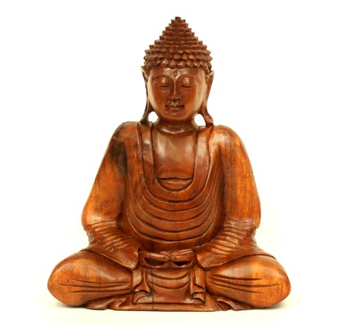 Hand carved wooden 31cm dhyana - wooden,