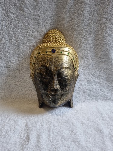 Buddha head wall mask gold - buddha,