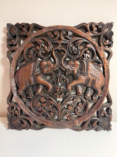 Thai carved wood elephant wall - thai,