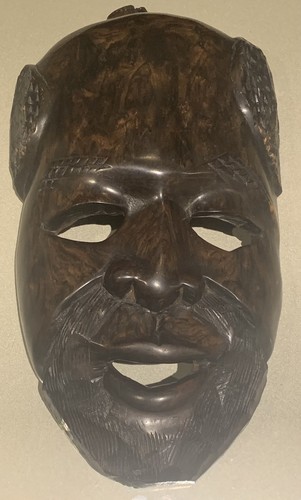 Vintage wood carved mask - carved,